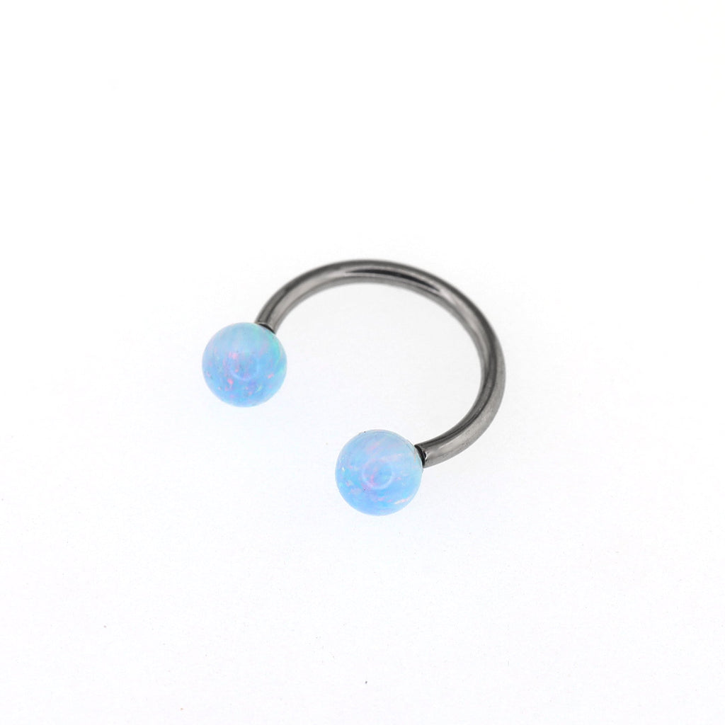 Opal Internally Threaded Titanium Horseshoe Ring - Opal Internally Threaded Titanium Horseshoe Ring - Sky Blue / 8mm by CRUXJEWELRY