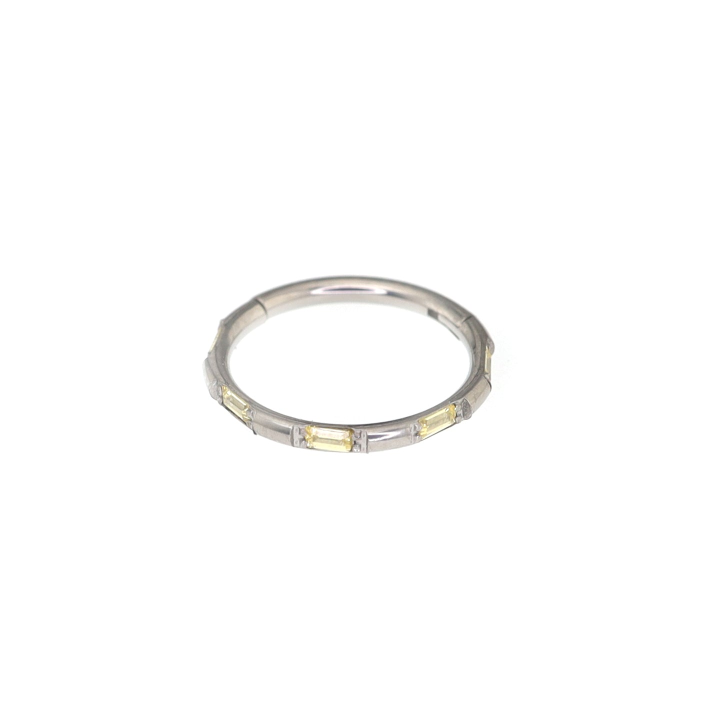 Side Set Baguette CZ Titanium Segment Ring - Side Set Baguette CZ Titanium Segment Ring - Yellow / 8mm by CRUXJEWELRY