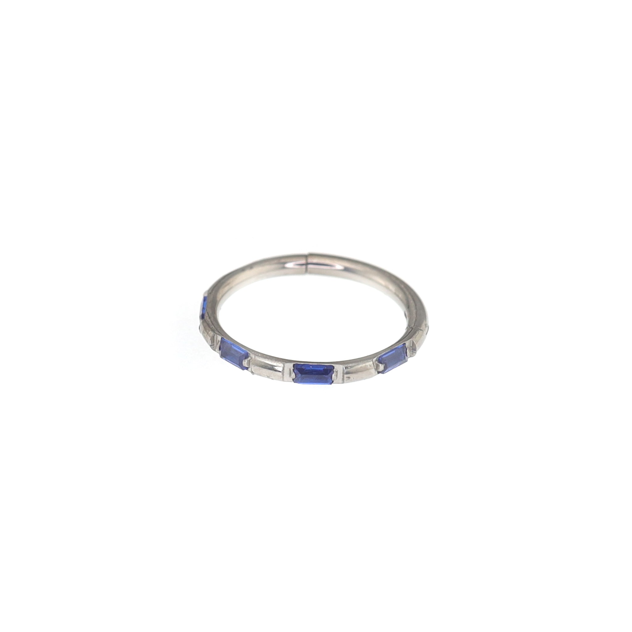 Side Set Baguette CZ Titanium Segment Ring - Side Set Baguette CZ Titanium Segment Ring - Deep Blue / 8mm by CRUXJEWELRY