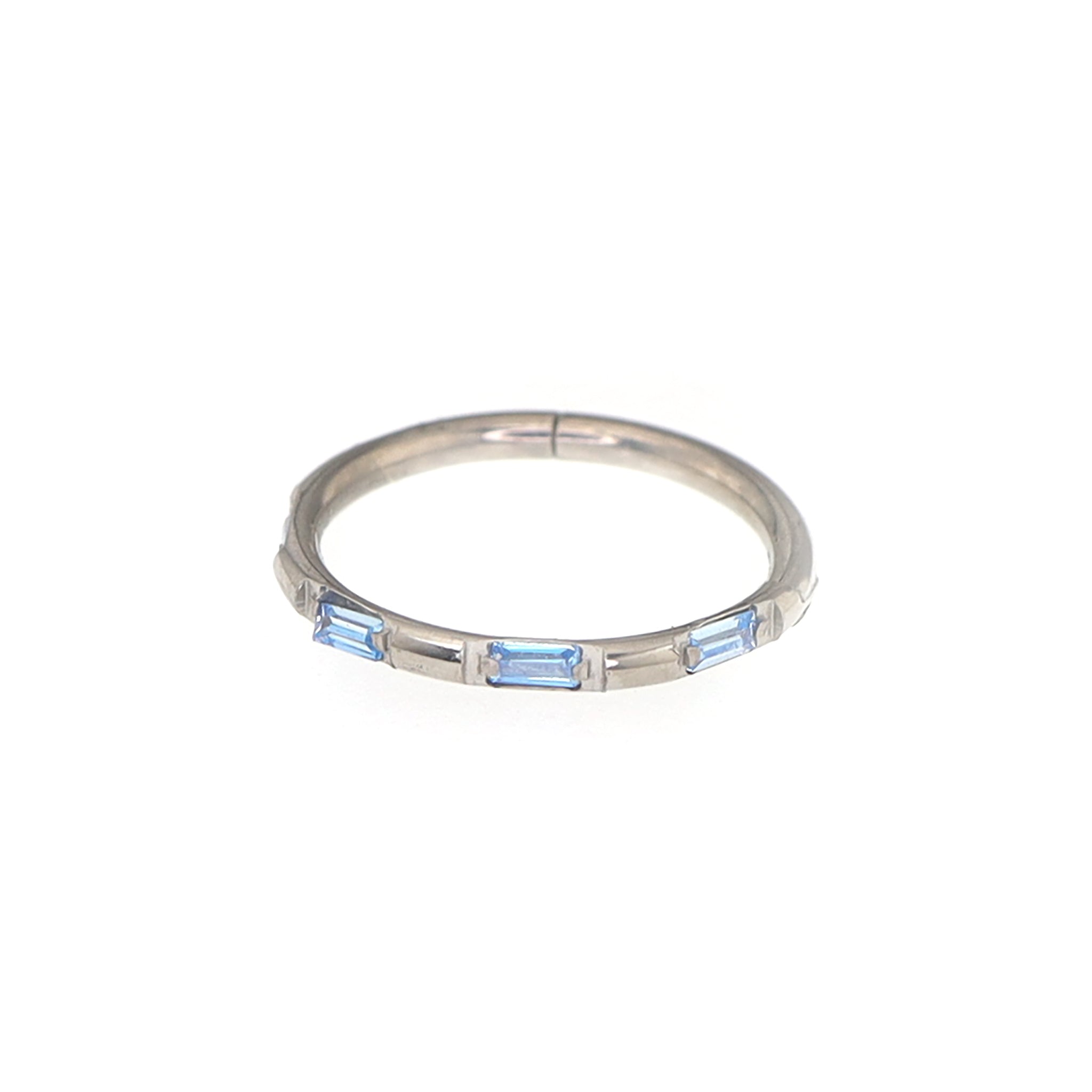 Side Set Baguette CZ Titanium Segment Ring - Side Set Baguette CZ Titanium Segment Ring - Blue / 8mm by CRUXJEWELRY