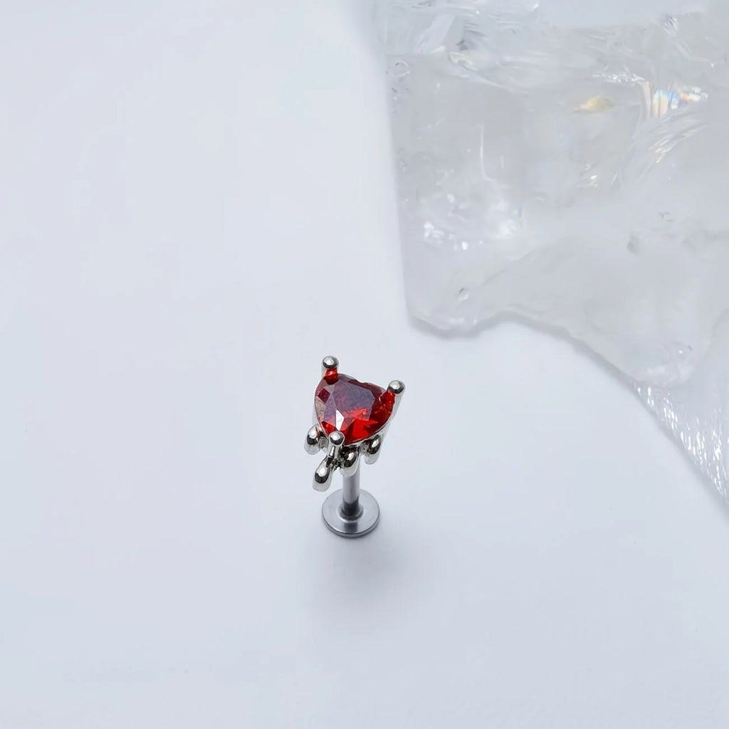 20G Fluid Art Herz-Ohrstecker mit Zirkonia 
