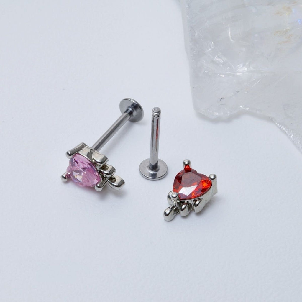 20G Fluid Art Herz-Ohrstecker mit Zirkonia 