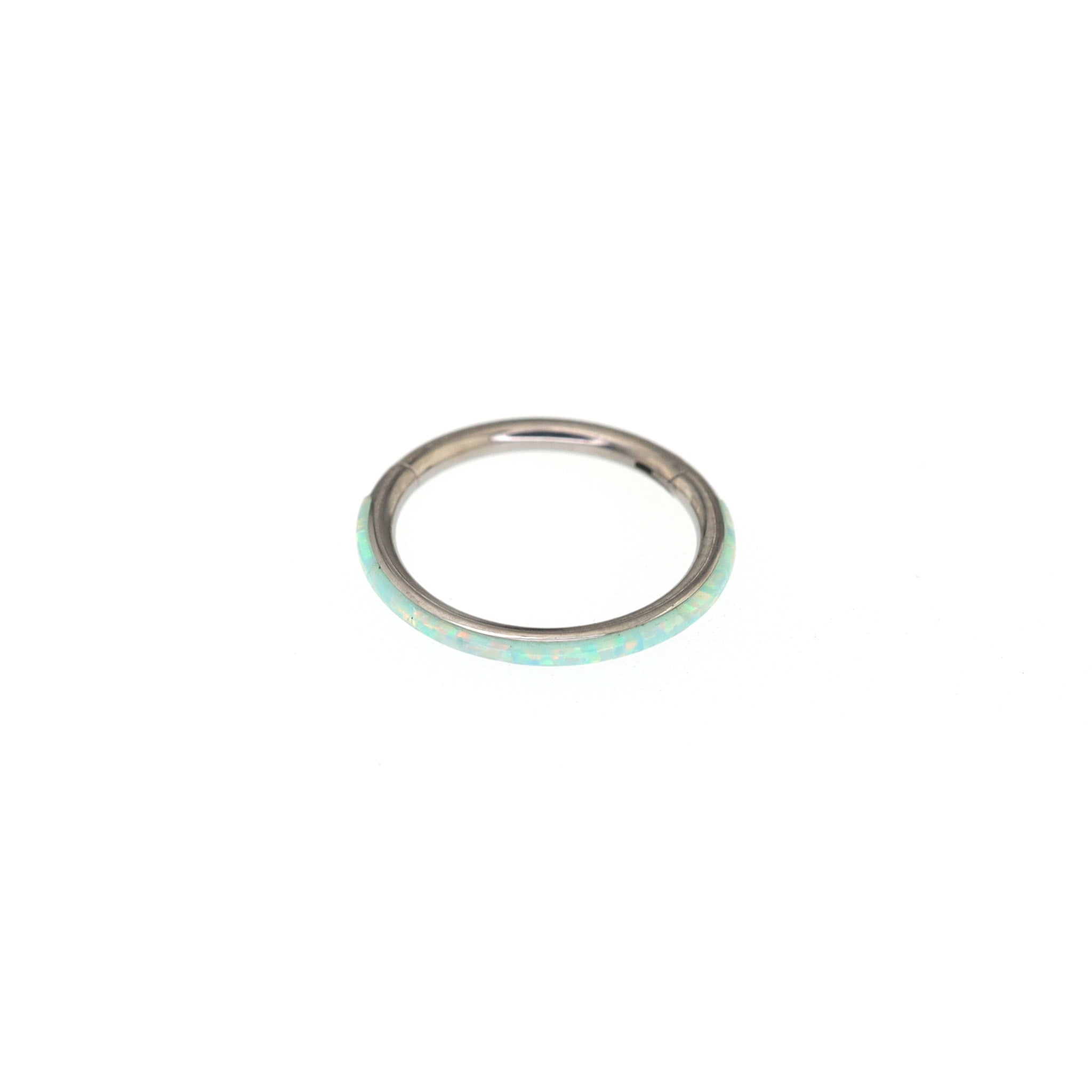 Titanium Opal Segment Ring - Titanium Opal Segment Ring - light-green-48-v / 8mm by CRUXJEWELRY