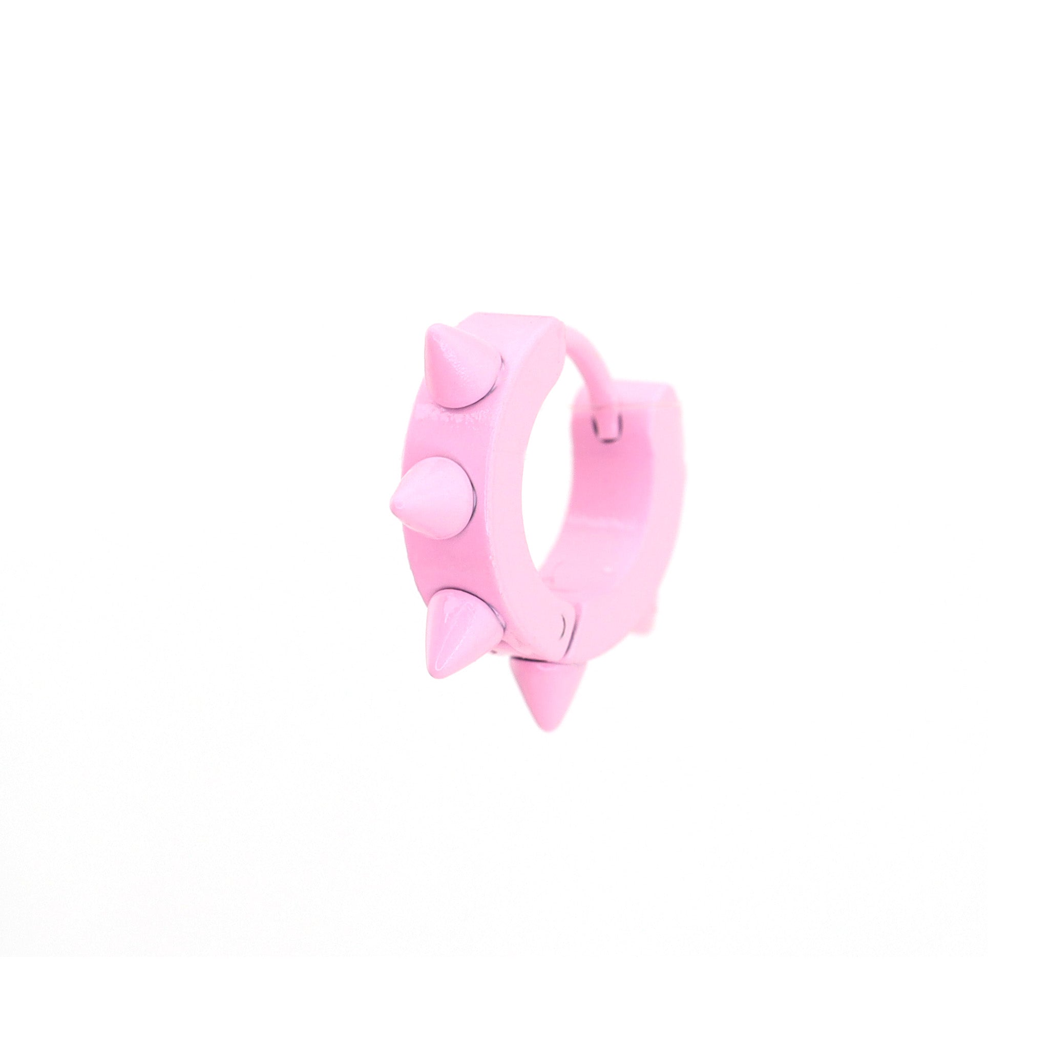 Pink Enamel Six-Spike Stainless steel Earrings - Pink Enamel Six-Spike Stainless steel Earrings - Single by CRUXJEWELRY