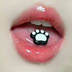 piercing de langue en résine, os blanc et acier inoxydable 