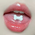 piercing de langue en résine, os blanc et acier inoxydable 
