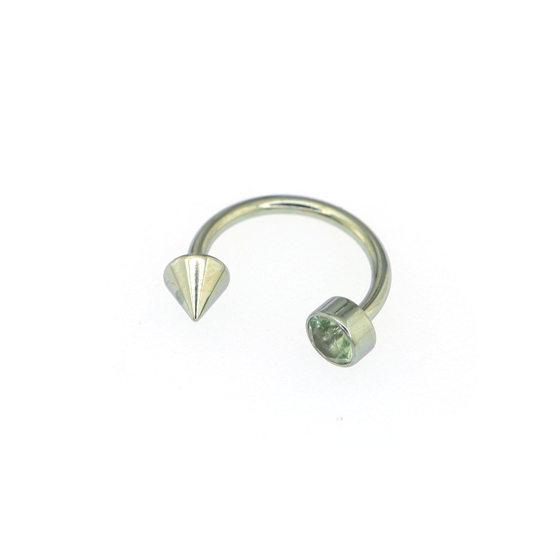 Round CZ spike Titanium Horseshoe Ring - Round CZ spike Titanium Horseshoe Ring - Light Yellow / 8mm by CRUXJEWELRY