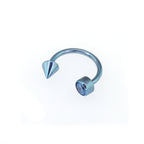 Round CZ spike Titanium Horseshoe Ring - Round CZ spike Titanium Horseshoe Ring - Sky Blue / 8mm by CRUXJEWELRY