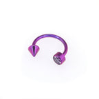 Round CZ spike Titanium Horseshoe Ring - Round CZ spike Titanium Horseshoe Ring - Purple / 8mm by CRUXJEWELRY