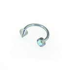 Round CZ spike Titanium Horseshoe Ring - Round CZ spike Titanium Horseshoe Ring - AB Coating / 8mm by CRUXJEWELRY