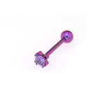 14G Square CZ Internally Threaded Titanium Tongue Stud - 14G Square CZ Internally Threaded Titanium Tongue Stud - Deep Purple by CRUXJEWELRY