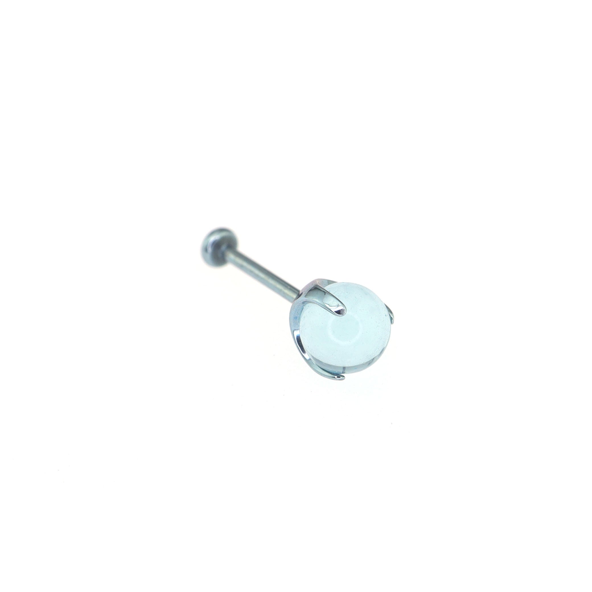 CZ Ball Titanium Nostril Stud - CZ Ball Titanium Nostril Stud - Radiant White / 4 mm / 6mm by CRUXJEWELRY