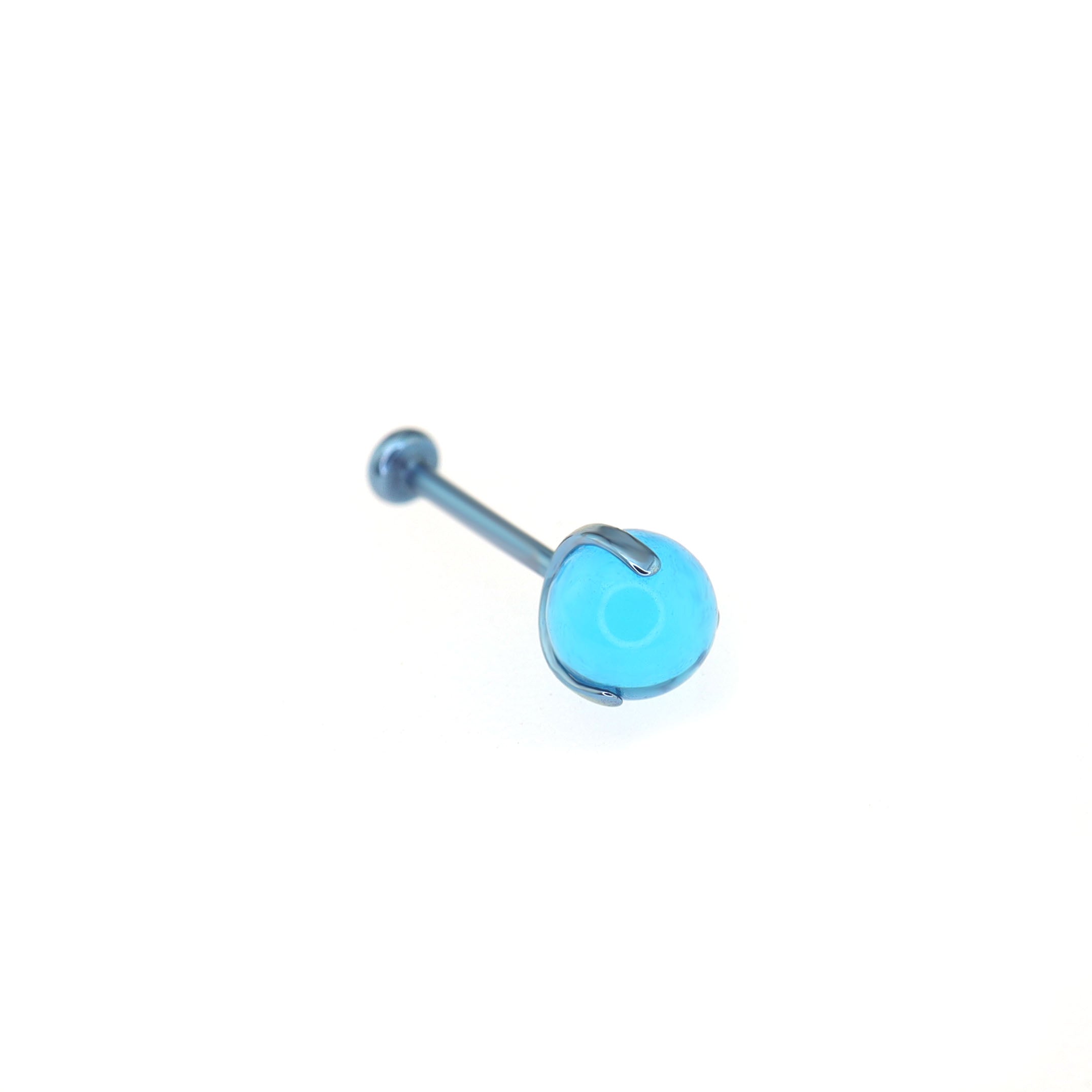 CZ Ball Titanium Nostril Stud - CZ Ball Titanium Nostril Stud - Sky Blue / 4 mm / 6mm by CRUXJEWELRY