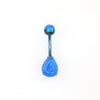 Teardrop Double Opal Titanium Belly Ring - Teardrop Double Opal Titanium Belly Ring - Ocean Blue by CRUXJEWELRY