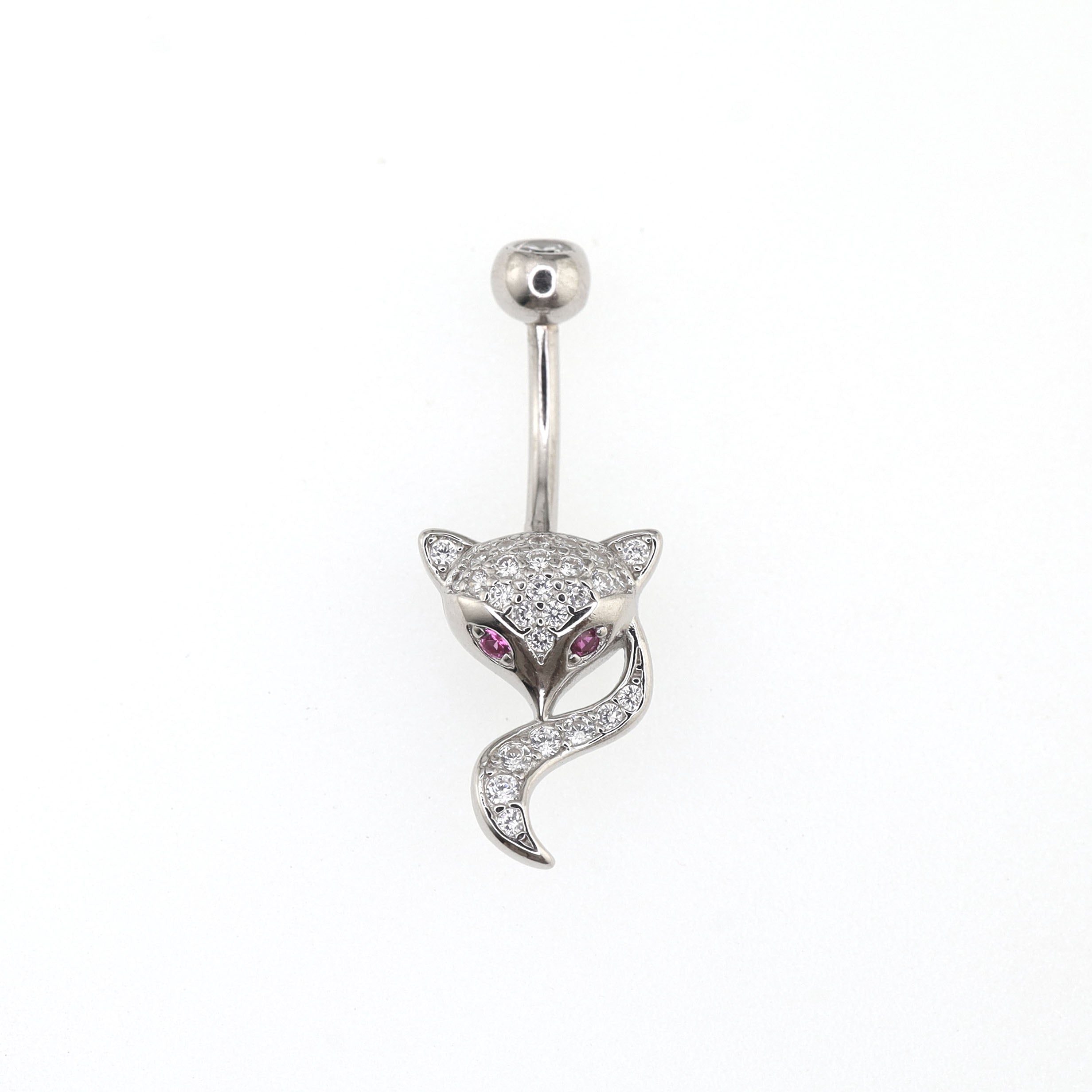 Fox CZ S925 Sterling Silver Belly Ring - Fox CZ S925 Sterling Silver Belly Ring - 6mm by CRUXJEWELRY