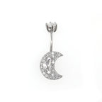 Moon CZ S925 Sterling Silver Belly Ring - Moon CZ S925 Sterling Silver Belly Ring - 6mm by CRUXJEWELRY