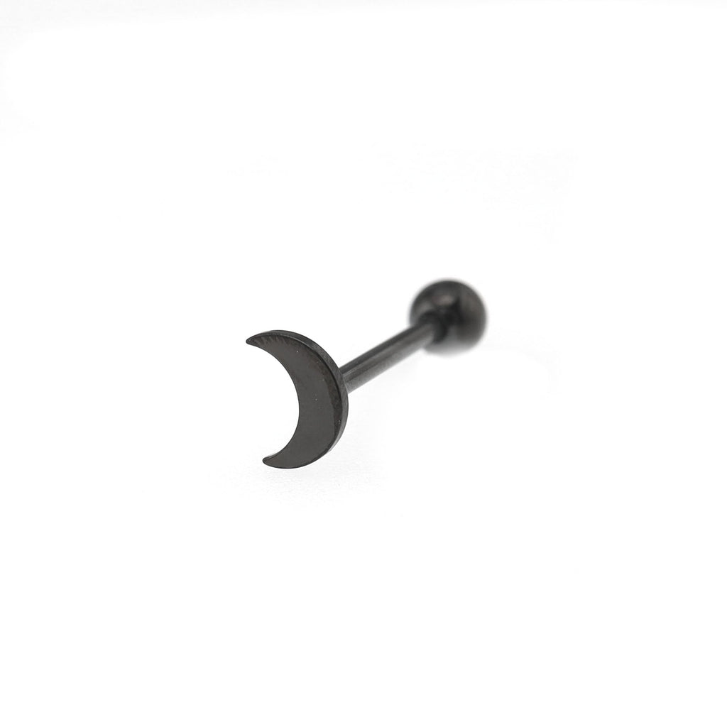 Moon Stainless Steel Tongue Stud - Moon Stainless Steel Tongue Stud - Black / 12mm by CRUXJEWELRY