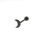 Moon Stainless Steel Tongue Stud - Moon Stainless Steel Tongue Stud - Black / 12mm by CRUXJEWELRY