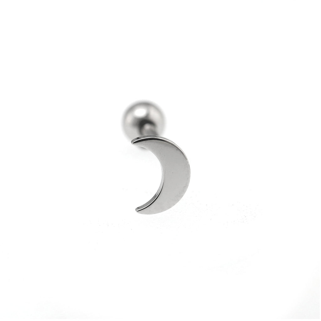Moon Stainless Steel Tongue Stud - Moon Stainless Steel Tongue Stud - Dark Silver / 12mm by CRUXJEWELRY
