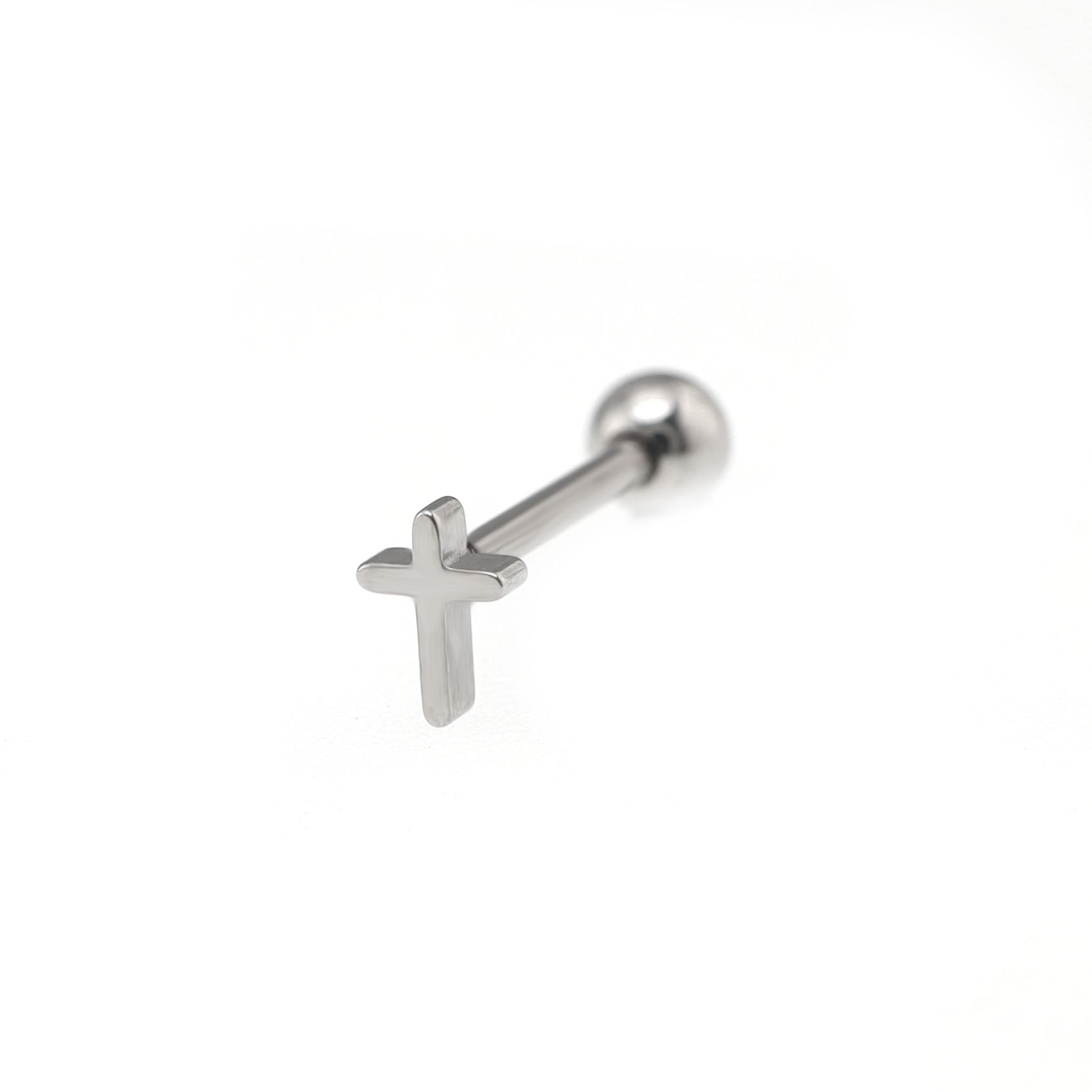 Cross Stainless steel Tongue Stud - Cross Stainless steel Tongue Stud - Sliver / 12mm by CRUXJEWELRY