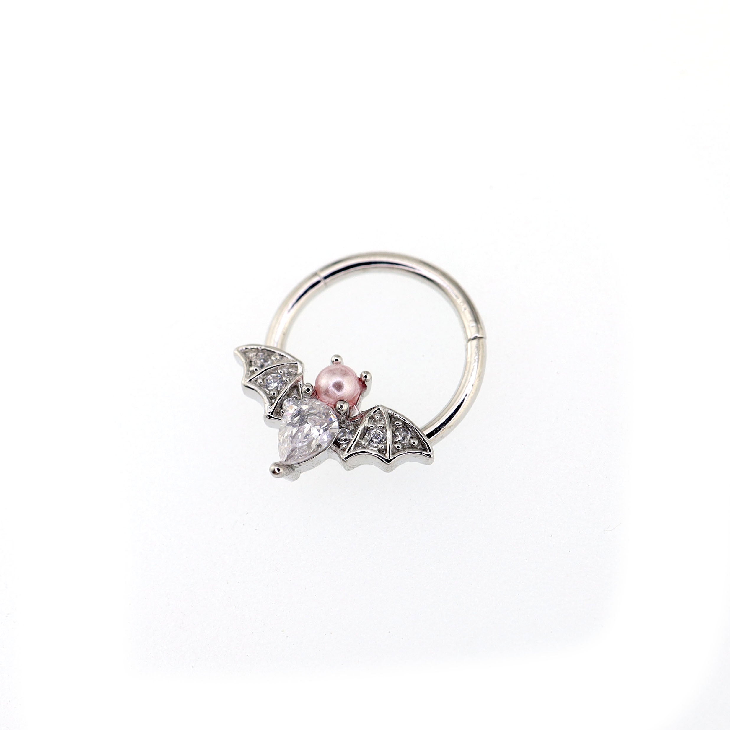 Pearl Bat stainless steel Clicker Ring - Pearl Bat stainless steel Clicker Ring - Default Title by CRUXJEWELRY