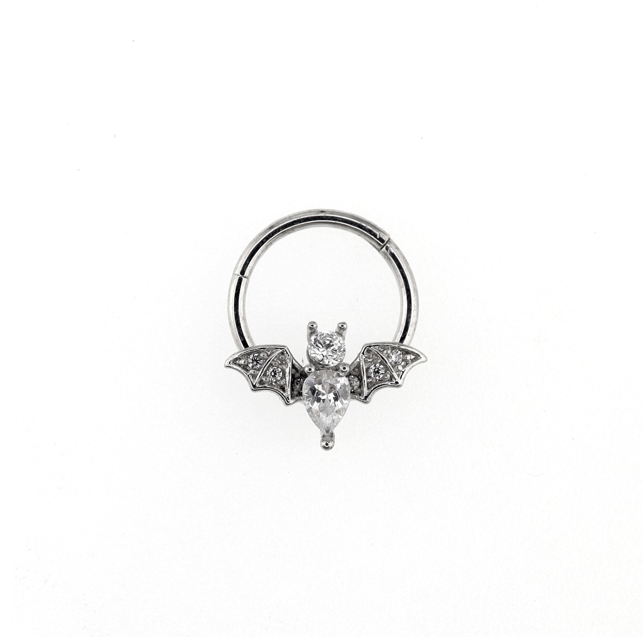 Bat CZ Stainless Steel Clicker Nose Ring - Bat CZ Stainless Steel Clicker Nose Ring - Default Title by CRUXJEWELRY