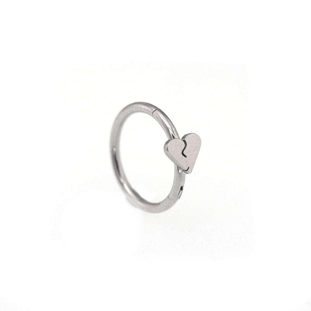 Broken Heart Stainless Steel Segment Hoop - Broken Heart Stainless Steel Segment Hoop - 8mm by CRUXJEWELRY