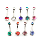 9PCS Crystal Rhinestone Belly Stainless Steel Navel Ring Set - 9PCS Crystal Rhinestone Belly Stainless Steel Navel Ring Set - Default Title by CRUXJEWELRY