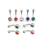 9PCS Crystal Rhinestone Belly Stainless Steel Navel Ring Set - 9PCS Crystal Rhinestone Belly Stainless Steel Navel Ring Set - Default Title by CRUXJEWELRY