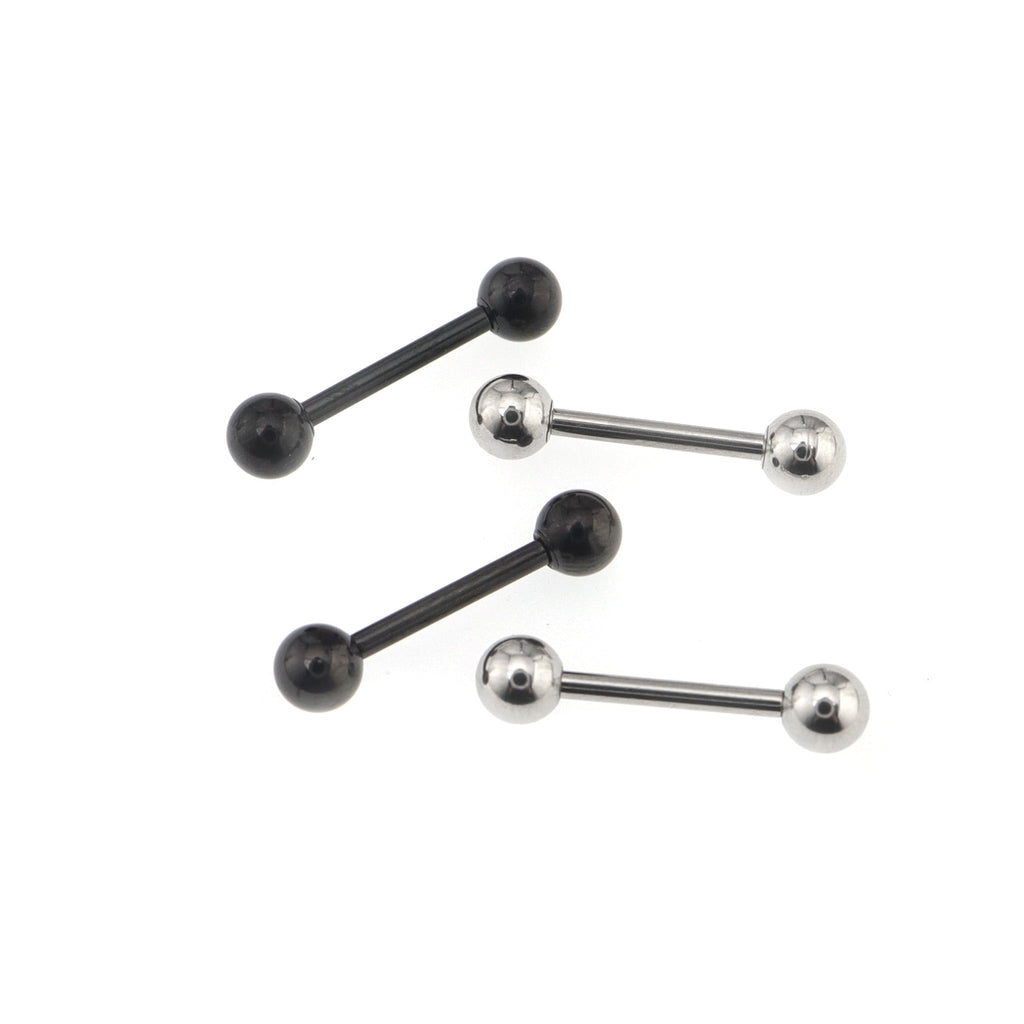 4PCS Stainless Steel Basic Barbell Set - 4PCS Stainless Steel Basic Barbell Set - 2xWhite & 2xBlack / 12mm by CRUXJEWELRY
