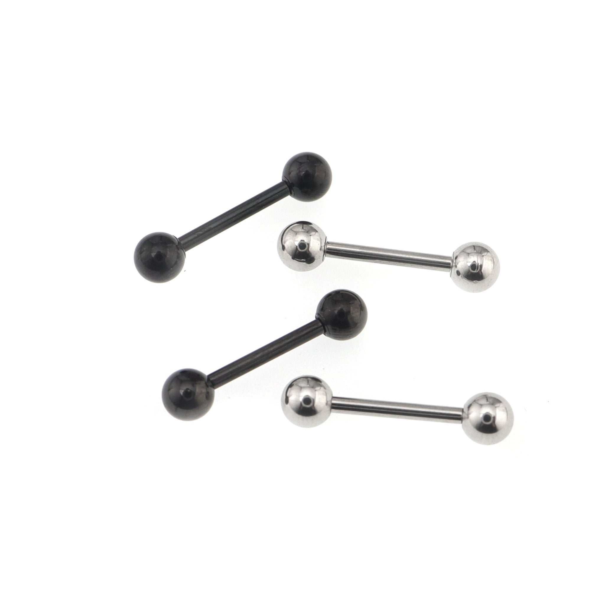 4PCS Stainless Steel Basic Barbell Set - 4PCS Stainless Steel Basic Barbell Set - 2xWhite & 2xBlack / 12mm by CRUXJEWELRY