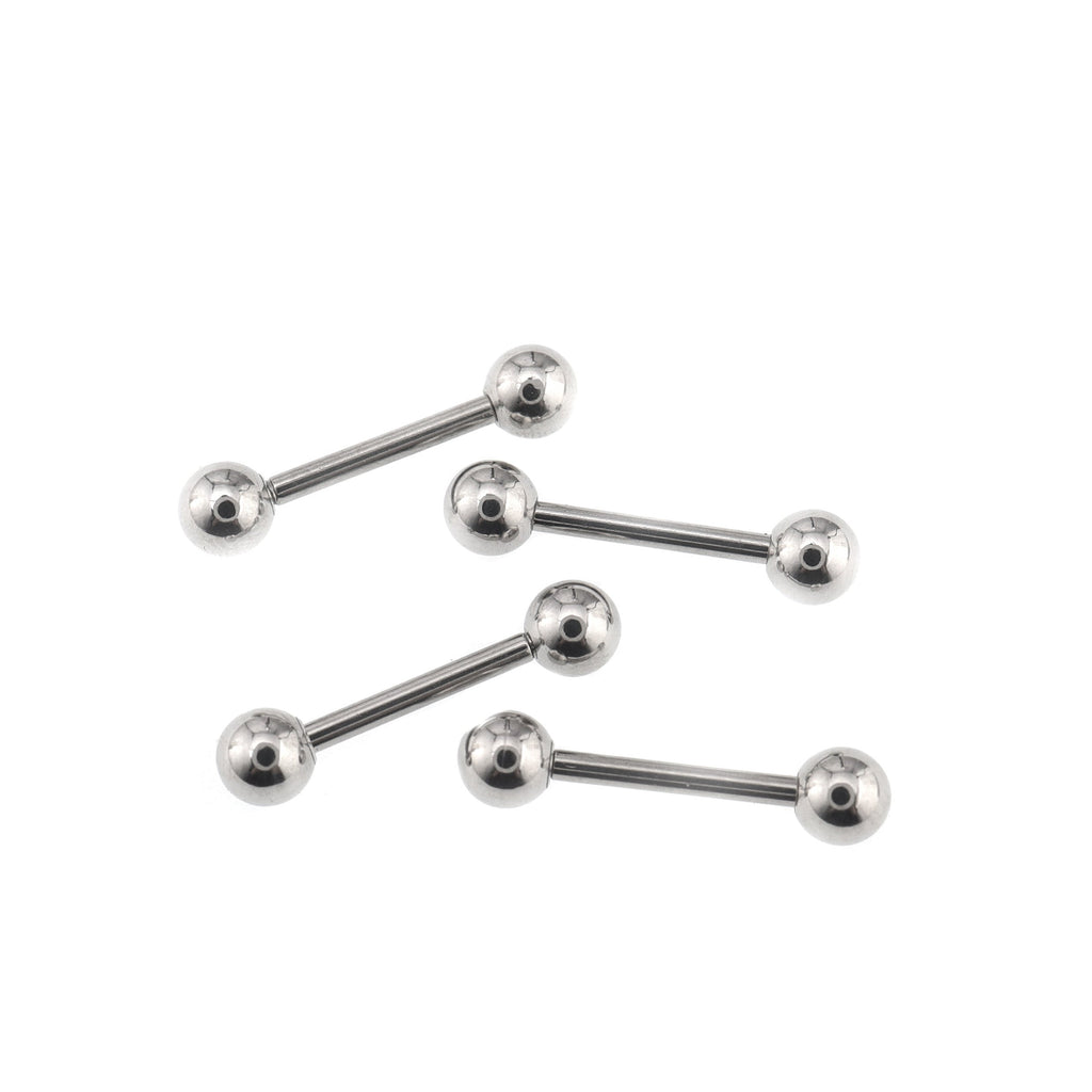 4PCS Stainless Steel Basic Barbell Set - 4PCS Stainless Steel Basic Barbell Set - 2xWhite & 2xBlack / 12mm by CRUXJEWELRY
