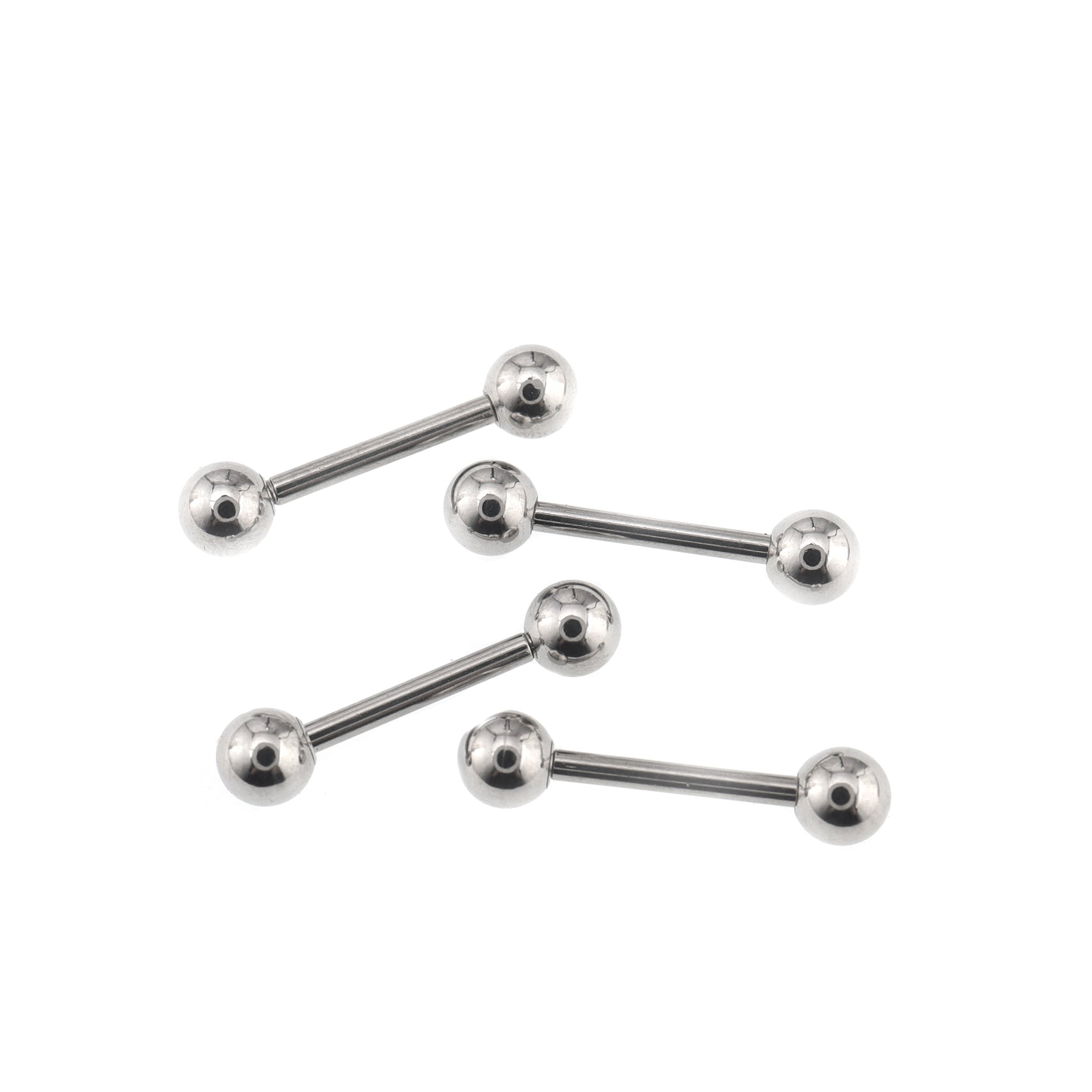 4PCS Stainless Steel Basic Barbell Set - 4PCS Stainless Steel Basic Barbell Set - 2xWhite & 2xBlack / 12mm by CRUXJEWELRY