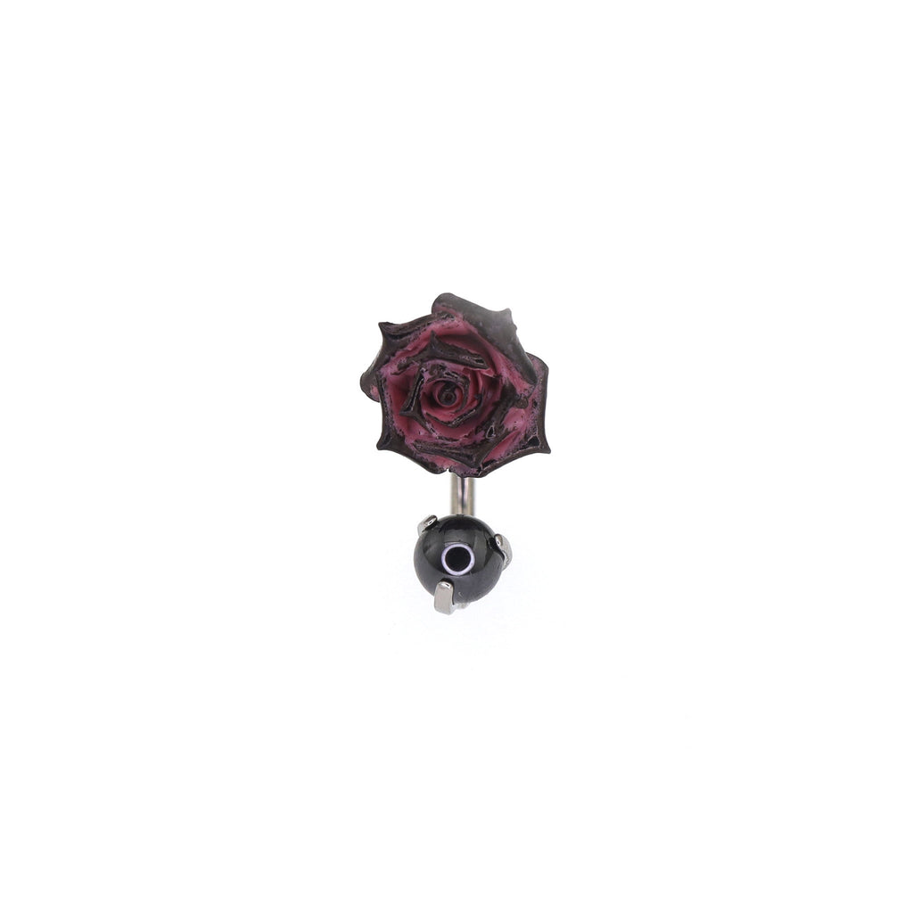 Black Red Rose CZ Titanium Horseshoe Ring - Black Red Rose CZ Titanium Horseshoe Ring - 8mm by CRUXJEWELRY