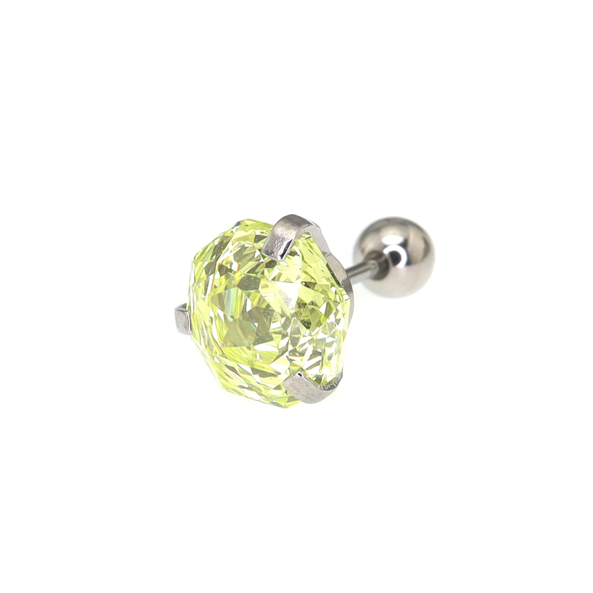 6mm Rose Cut CZ Sparkling Ear Stud - 6mm Rose Cut CZ Sparkling Ear Stud - Bright Green by CRUXJEWELRY