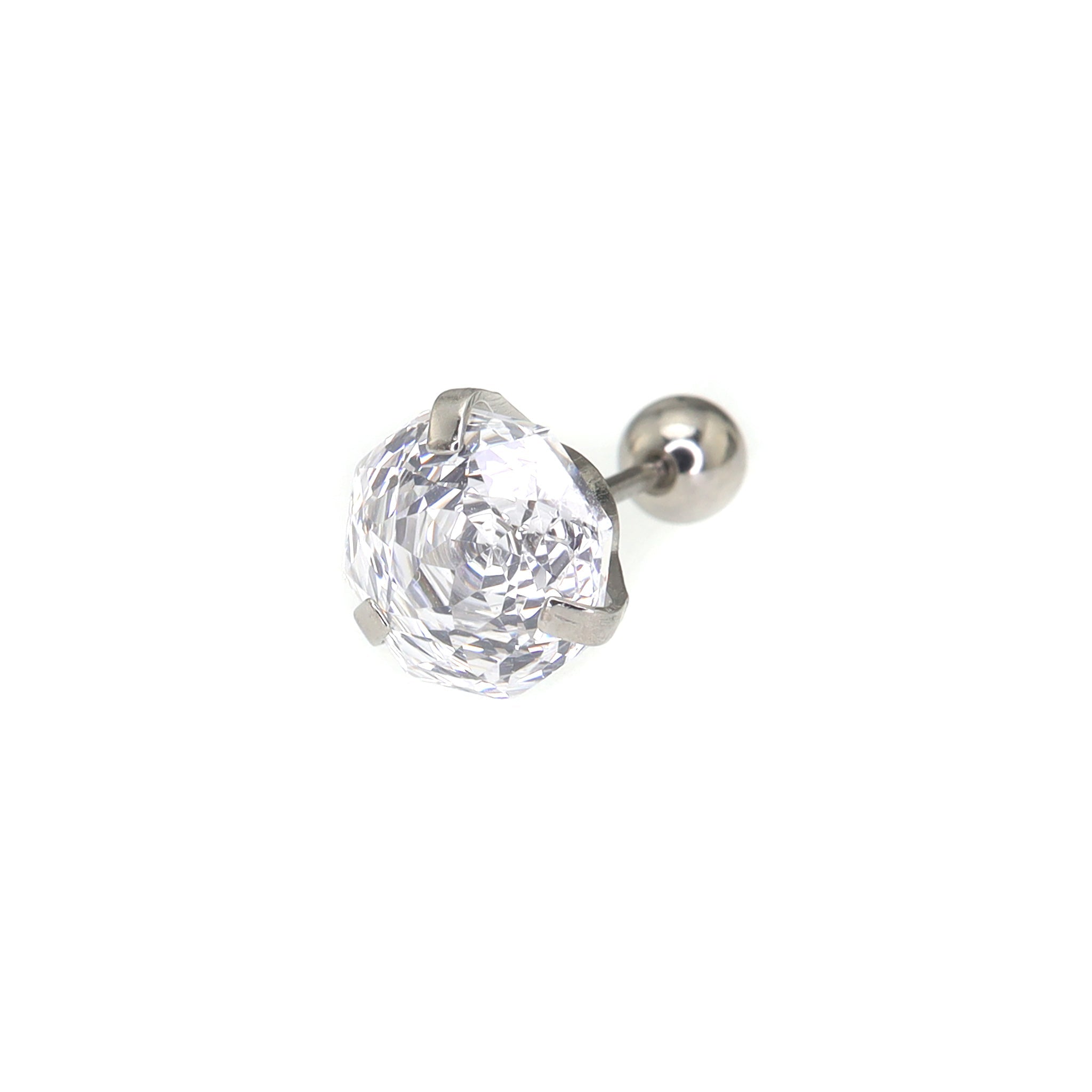 6mm Rose Cut CZ Sparkling Ear Stud - 6mm Rose Cut CZ Sparkling Ear Stud - Radiant White by CRUXJEWELRY