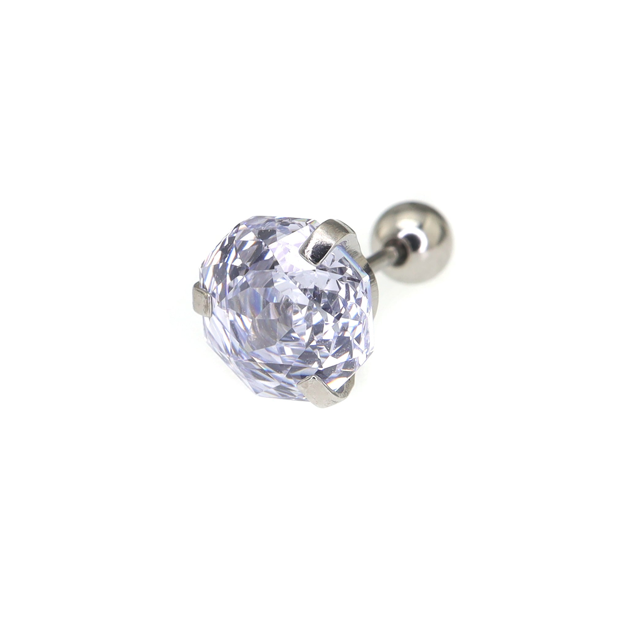 6mm Rose Cut CZ Sparkling Ear Stud - 6mm Rose Cut CZ Sparkling Ear Stud - Light Blue by CRUXJEWELRY