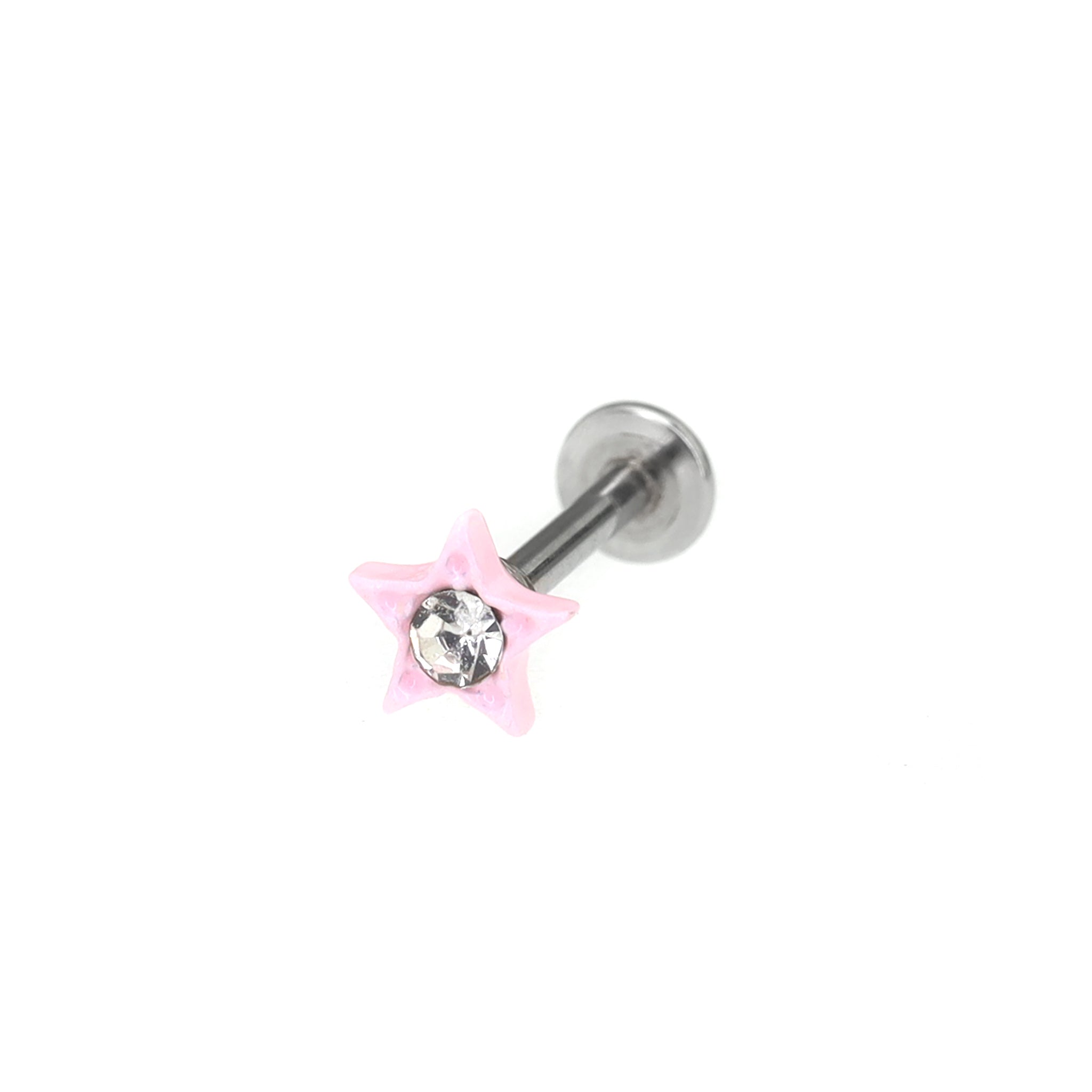 CZ & Resin Star Internally Threaded Stud - CZ & Resin Star Internally Threaded Stud - Pink / 6mm by CRUXJEWELRY