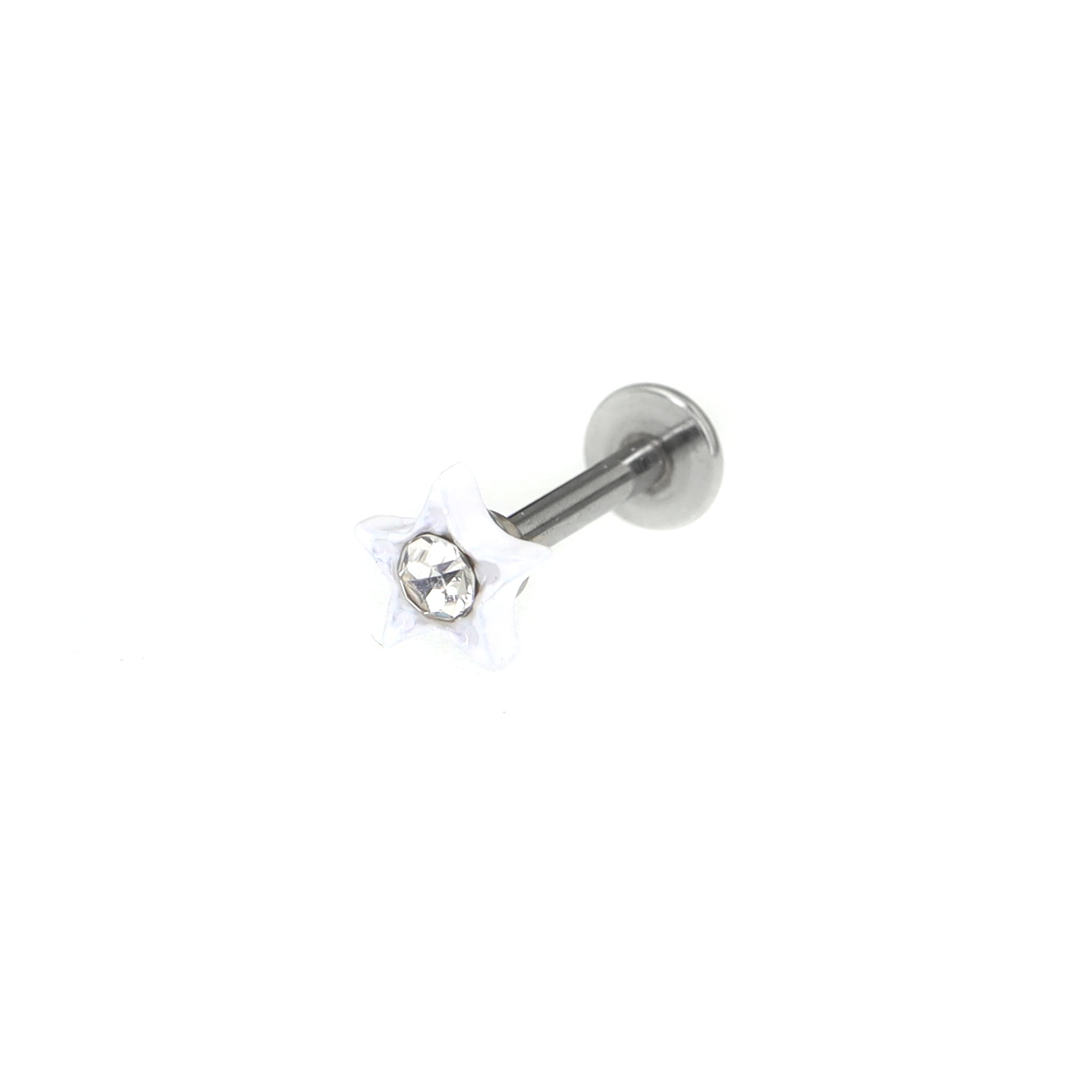 CZ & Resin Star Internally Threaded Stud - CZ & Resin Star Internally Threaded Stud - Radiant White / 6mm by CRUXJEWELRY