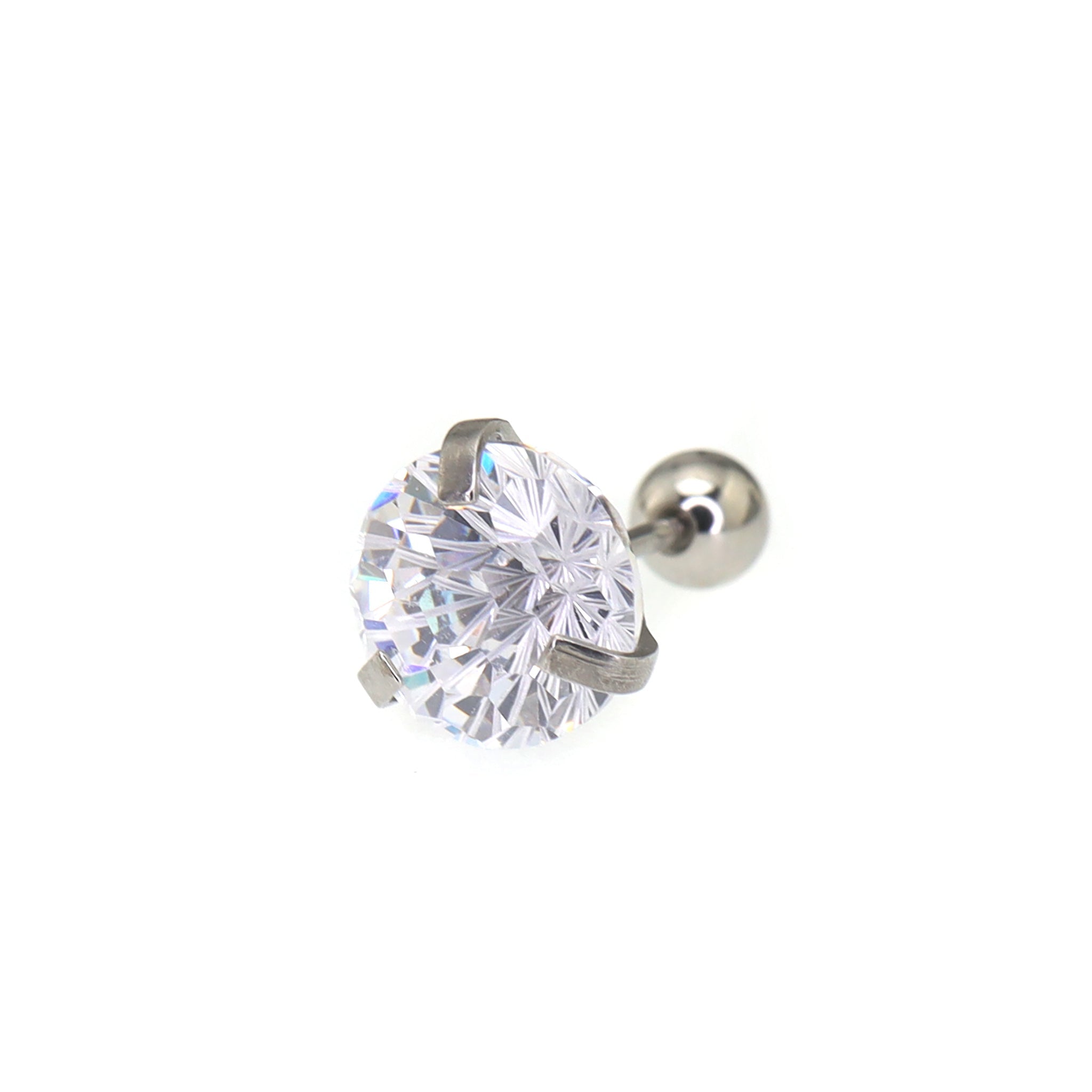 6mm Firework Cut CZ Sparkling Ear Stud - 6mm Firework Cut CZ Sparkling Ear Stud - Radiant White by CRUXJEWELRY
