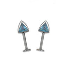 Paws & Purrs - PAIR OF Cat Ear CZ Internally Threaded Titanium Ear Stud - Paws & Purrs - PAIR OF Cat Ear CZ Internally Threaded Titanium Ear Stud - Blue / 6mm by CRUXJEWELRY