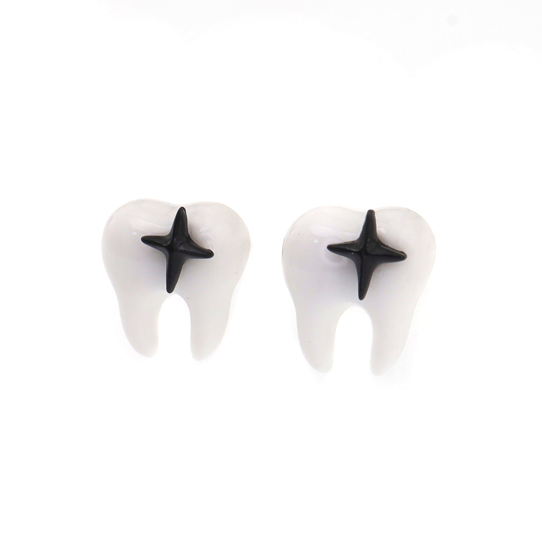 Star Tooth Resin stainless steel Ear Stud - Star Tooth Resin stainless steel Ear Stud - Set / 1.2mm/16G / 6mm by CRUXJEWELRY