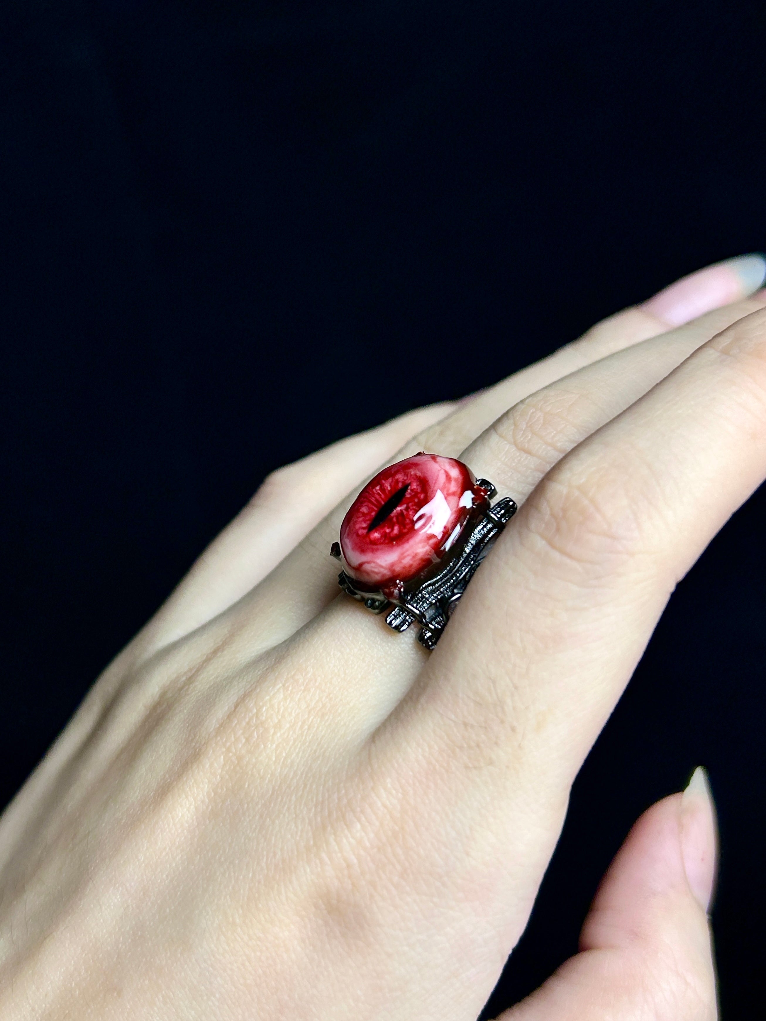 Cthulhu Eye - Crimson Vampiric Eye Ring - Cthulhu Eye - Crimson Vampiric Eye Ring - Default Title by CRUXJEWELRY
