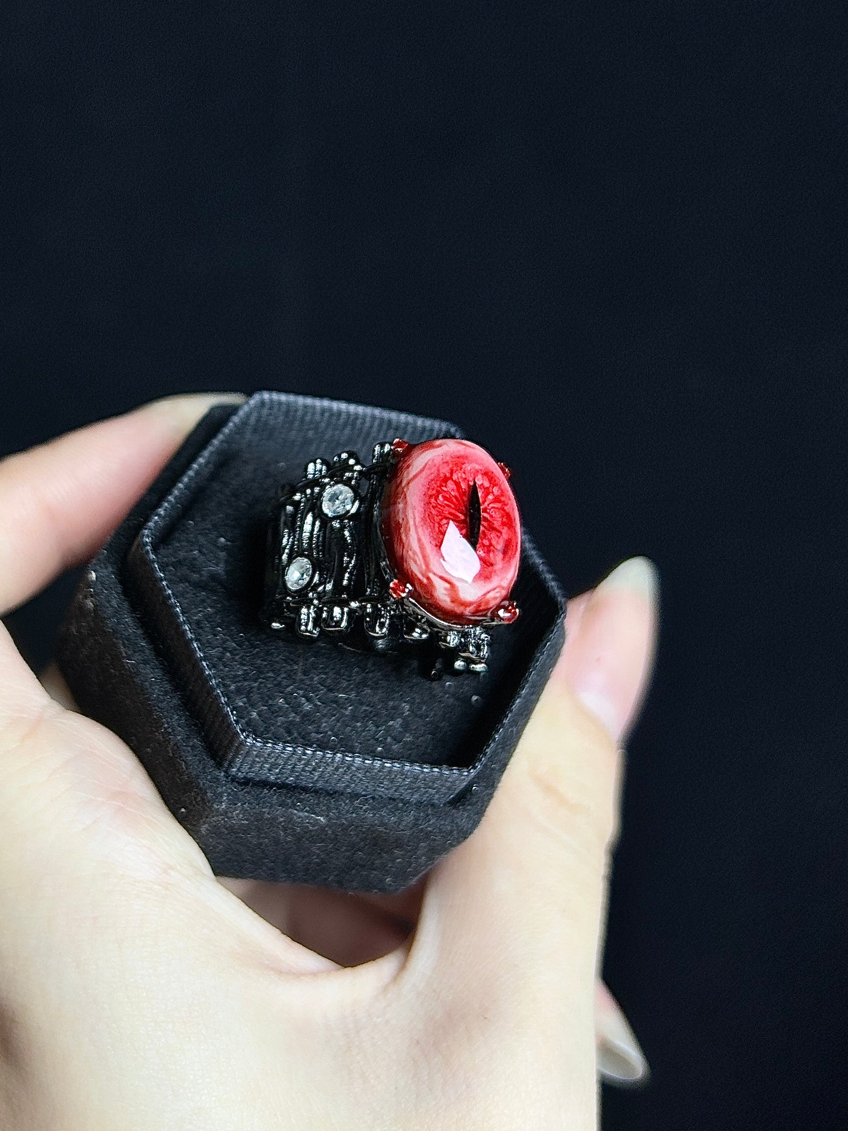 Cthulhu Eye - Crimson Vampiric Eye Ring - Cthulhu Eye - Crimson Vampiric Eye Ring - Default Title by CRUXJEWELRY