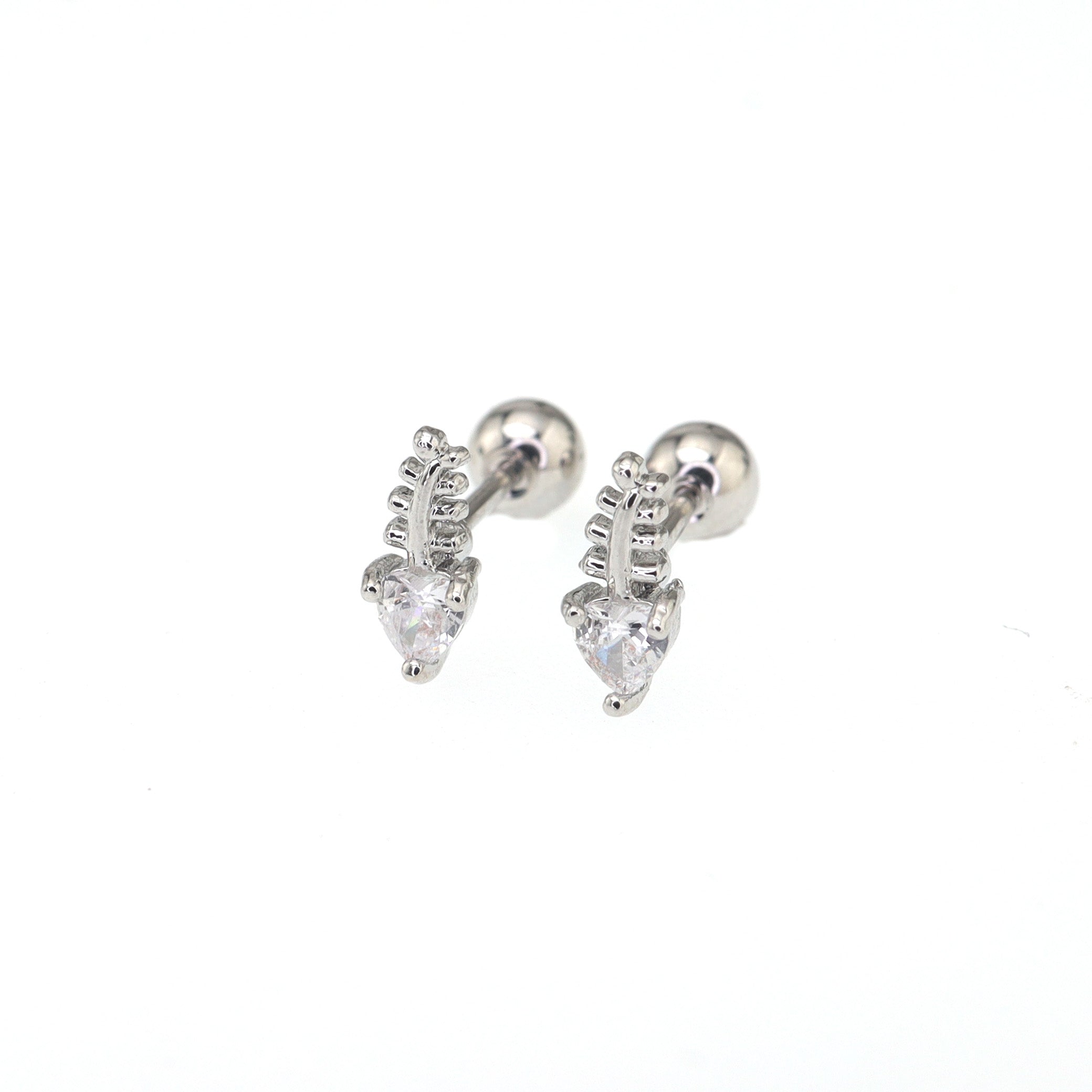 20G CZ Mini Fishbone Ear Studs - 20G CZ Mini Fishbone Ear Studs - Set by CRUXJEWELRY