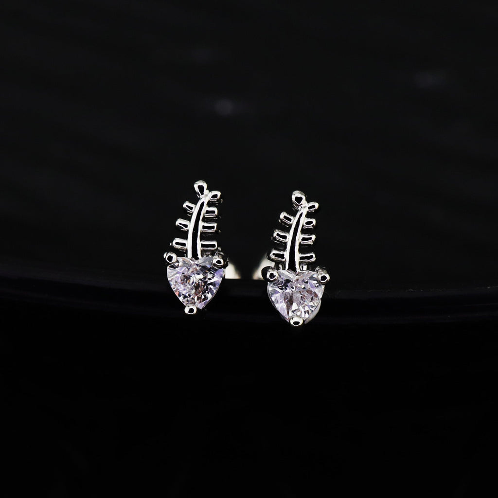 20G CZ Mini Fishbone Ear Studs - 20G CZ Mini Fishbone Ear Studs - Single by CRUXJEWELRY