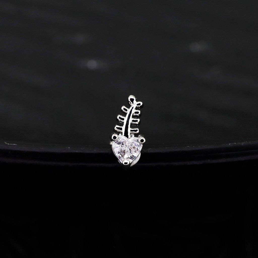 20G CZ Mini Fishbone Ear Studs - 20G CZ Mini Fishbone Ear Studs - Single by CRUXJEWELRY