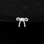 Heart Pearl Bow Stainless Steel Ear Studs - Heart Pearl Bow Stainless Steel Ear Studs - White / Single / 6mm by CRUXJEWELRY