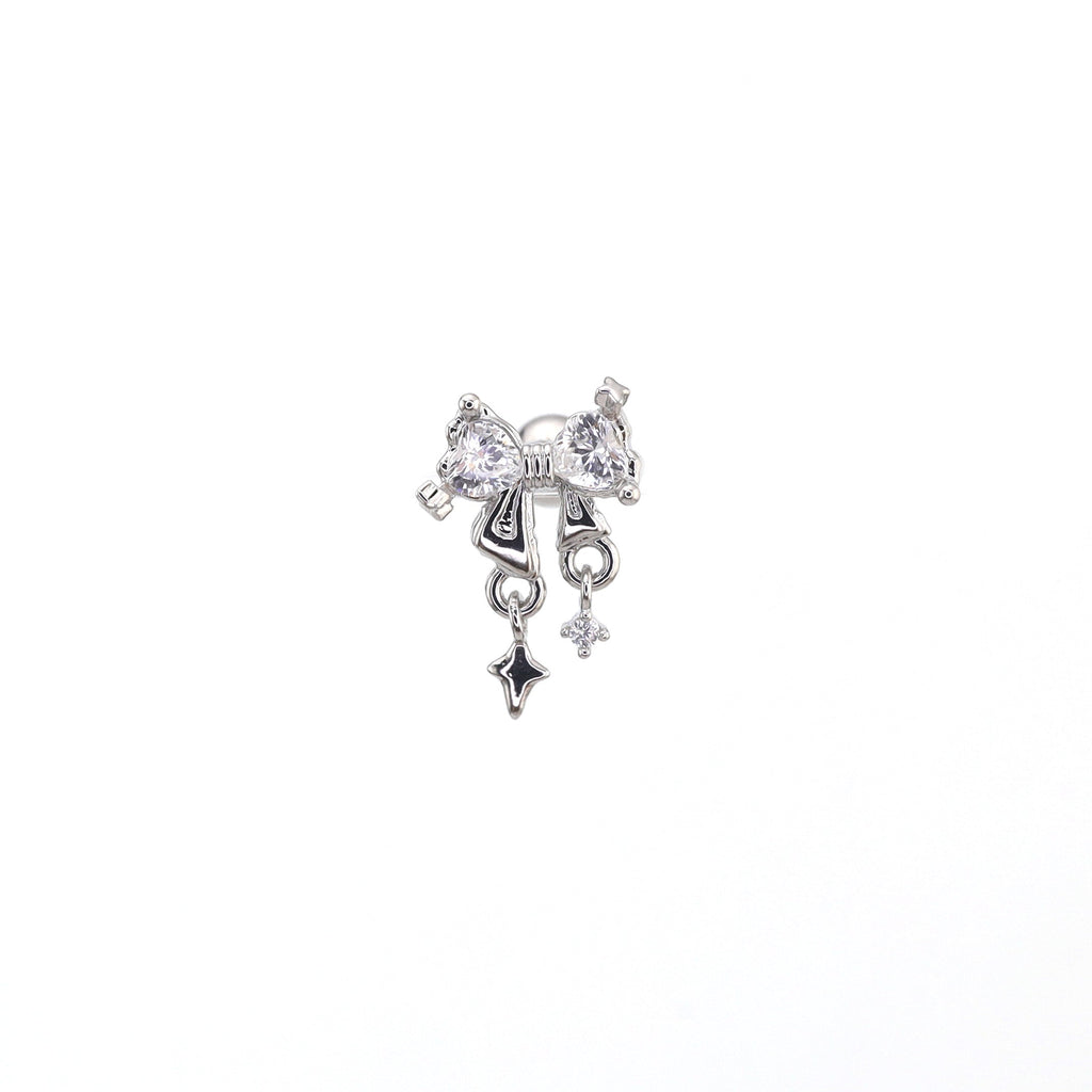 20G Thin Bow Dangle Ear Studs - 20G Thin Bow Dangle Ear Studs - Single by CRUXJEWELRY