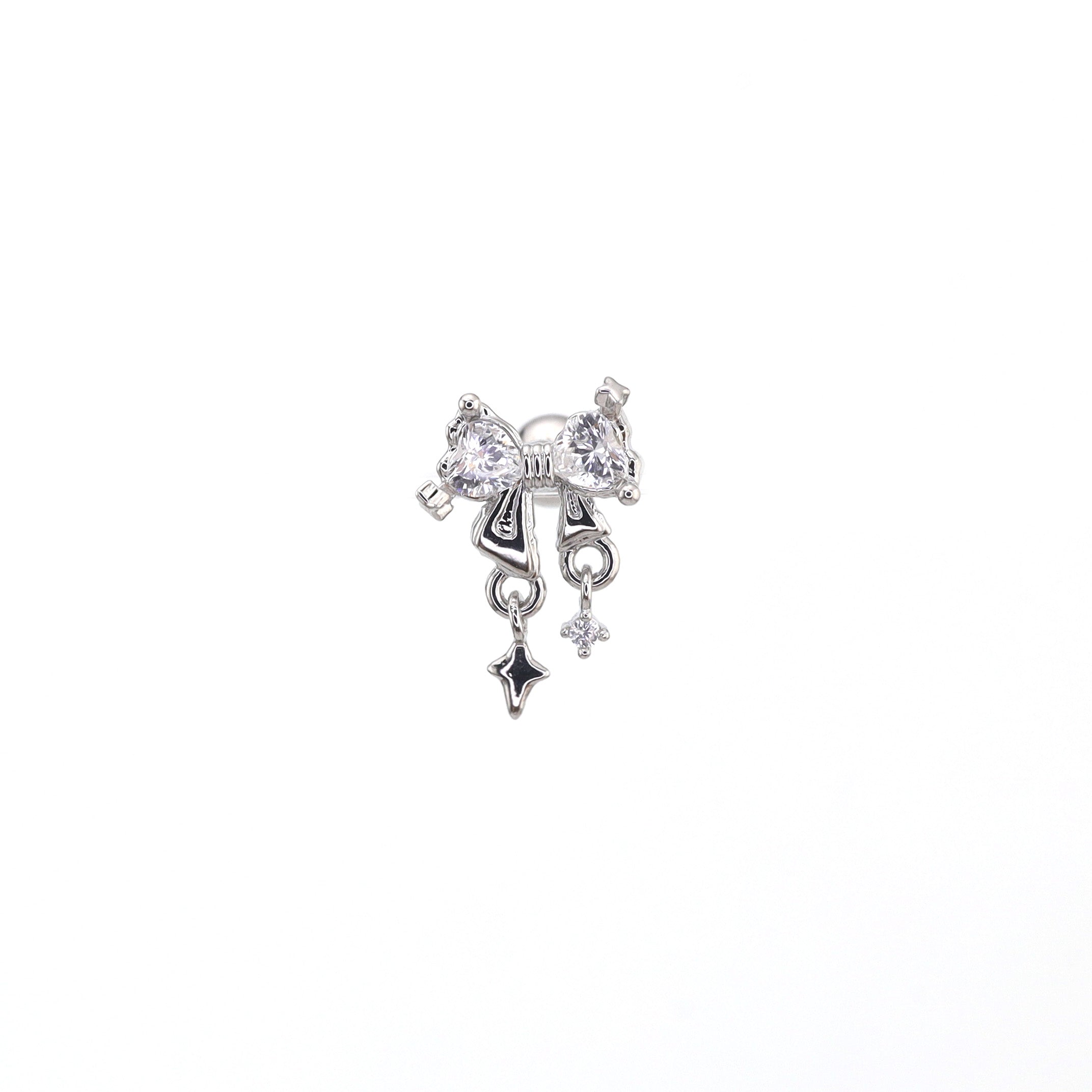20G Thin Bow Dangle Ear Studs - 20G Thin Bow Dangle Ear Studs - Single by CRUXJEWELRY